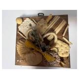 Seashell Display Plaque with Plastic Stained-Glass Ornaments and Crochet Decor