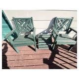 Patio Chairs - 2-Pack, Green Slatted Back w Footrest