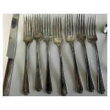 VTG Italian 'Pierre the Sommelier' Silverplated Corkscrew, Silverplated Art Deco Vase & Antique Silverplate Flatware Set with Carving Knives