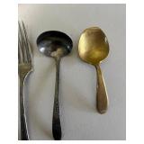 VTG Italian 'Pierre the Sommelier' Silverplated Corkscrew, Silverplated Art Deco Vase & Antique Silverplate Flatware Set with Carving Knives