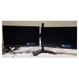 Two Dell E2011Ht monitors on a dual-screen desktop stand; cables are not included.