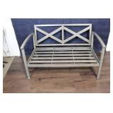 Gray Outdoor Patio Loveseat with White Cushions