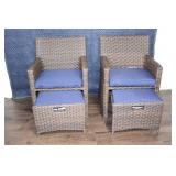 5-Piece Wicker Patio Set with Cushions
