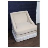 Vintage Beige Lounge Chair with Fringe Detailing