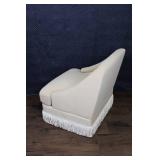 Vintage Beige Lounge Chair with Fringe Detailing