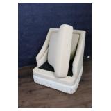 Vintage Beige Lounge Chair with Fringe Detailing