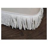 Vintage Beige Lounge Chair with Fringe Detailing