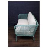 Outdoor Patio Sofa with Cushions and Turquoise Steel Frame