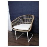 Set of 2 Wicker Lounge Chairs with Cushions and Side Table