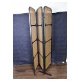 Folding 3-Panel Room Divider with Metal Frame and Woven Panels