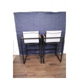 Set of 2 Modern Bar Stools with White Fabric and Metal Frame