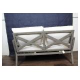 Gray Outdoor Patio Loveseat with White Cushions