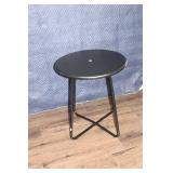 Set of 2 Black Metal Patio Chairs with Small Round Table