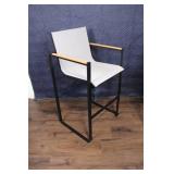 Set of 2 Modern Bar Stools with White Fabric and Metal Frame