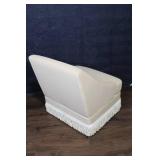 Vintage Beige Lounge Chair with Fringe Detailing