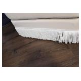 Vintage Beige Lounge Chair with Fringe Detailing