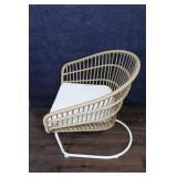 Set of 2 Wicker Lounge Chairs with Cushions and Side Table