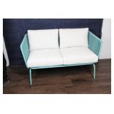 Outdoor Patio Sofa with Cushions and Turquoise Steel Frame