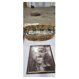 Dog Print & Wicker Basket