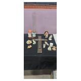 Assorted Figurines and Decorative Cross