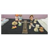 Assorted Figurines and Decorative Cross