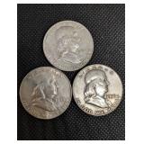 Benjamin Franklin Half Dollars - 1953, 1959, 1963 (Lot of 3)