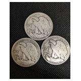 Walking Liberty Half Dollars - 3 Coins (1942, 1934, 1945)