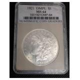 Morgan Silver Dollar 1921 DMPL MS64 - One Dollar US Coin