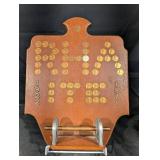 Antique Wooden Penny Coin Board Display - 1922-1971 Markings