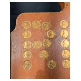 Antique Wooden Penny Coin Board Display - 1922-1971 Markings
