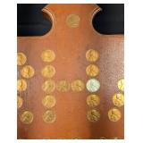 Antique Wooden Penny Coin Board Display - 1922-1971 Markings