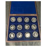 American History Commemorative Coin Set in Wood Case (12 Silver Rounds)
