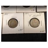 V Nickel Coins - Assorted Years Collection 1891-1912
