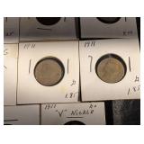 V Nickel Coins - Assorted Years Collection 1891-1912