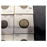 V Nickel Coins - Assorted Years Collection 1891-1912