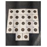 Indian Head Cent Set - 22 Assorted Dates (1860s-1909) in 2x2 Holders