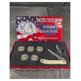 United States Mint 50 States Quarter Series Commemorative Knife & Coin Set