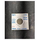 1865 Three-Cent Nickel USA Civil War Date Coin