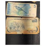 World Banknotes Mix - Australia 1 Pound, Israel 10, Canada 10, Vietnam 1000, Mexico 20, Netherlands Antilles 5