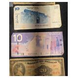 World Banknotes Mix - Australia 1 Pound, Israel 10, Canada 10, Vietnam 1000, Mexico 20, Netherlands Antilles 5