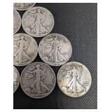 Walking Liberty Half Dollars - 10 Coins (1916-1947) 90% Silver