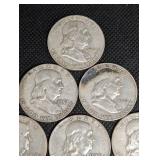 Lot Of 10 Franklin Half Dollars 90% Silver