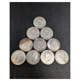 1964 Kennedy Half Dollars - 90% Silver - Ten Coins