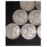 Walking Liberty Half Dollars - 1939-1945 Lot Of 10