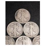 Walking Liberty Half Dollars (Lot of 10) - 1940s U.S. Silver Coins