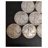 Walking Liberty Half Dollar Coins - 1943-1946 (10 Coins)