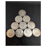 1964 Kennedy Half Dollars - 10 Coins, 1960s US Silver Coins 90% Silver