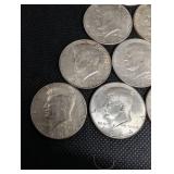 1964 Kennedy Half Dollars - 10 Coins, 1960s US Silver Coins 90% Silver