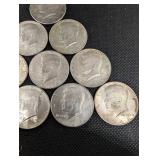 1964 Kennedy Half Dollars - 10 Coins, 1960s US Silver Coins 90% Silver