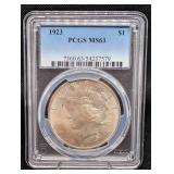 PCGS MS63 1923 Peace Dollar - One Dollar Silver Coin